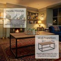 Tromso Dark Wood Coffee Table with Black Metal Frame for Living Room