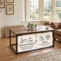 Tromso Dark Wood Coffee Table with Black Metal Frame for Living Room