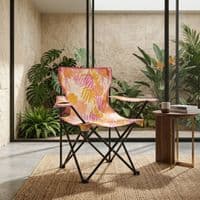 Tropical Leaf Folding Camping Armchair with Cup Holder & Carry Bag