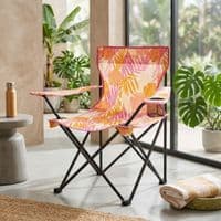 Tropical Leaf Folding Camping Armchair with Cup Holder & Carry Bag