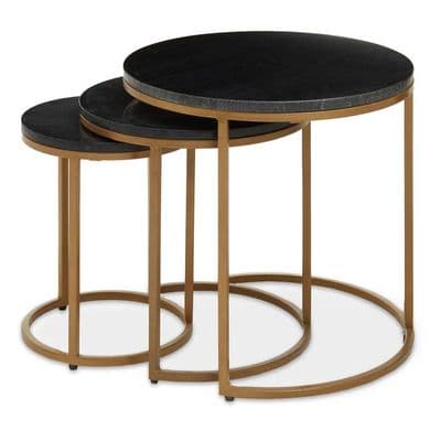 Varana Nest of Three Black Marble Top Tables - Home Luxe Interior