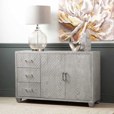 Venus 3 Drawer 2 Door Sideboard Grey Wash Elm