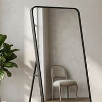 Verona Black Soft Edged Metal Mirror - 60x165cm Modern Full Length
