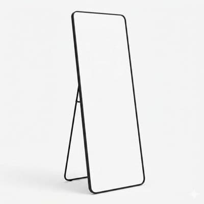 Verona Black Soft Edged Metal Mirror - 60x165cm Modern Full Length