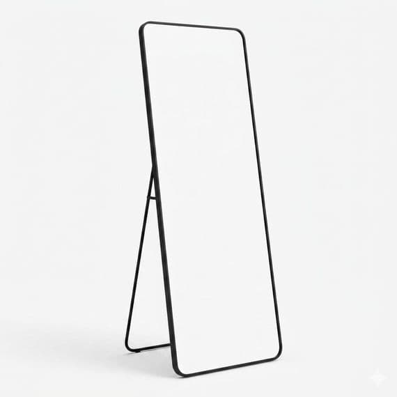 Verona Black Soft Edged Metal Mirror - 60x165cm Modern Full Length
