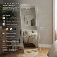 Verona Silver Soft Edged Metal Mirror - 60x165cm Modern Full Length