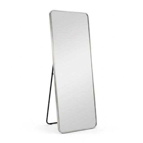 Verona Silver Soft Edged Metal Mirror - 60x165cm Modern Full Length