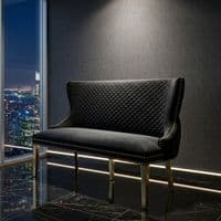 Victoria Black Shimmer Fabric Luxury Bench with Gold Lion Knocker