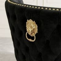 Victoria Black Shimmer Fabric Luxury Bench with Gold Lion Knocker