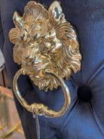 Victoria Black Velvet Barstool With Gold Lion Knocker