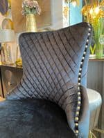 Victoria Black Velvet Barstool With Gold Lion Knocker