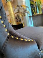 Victoria Black Velvet Barstool With Gold Lion Knocker