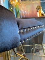 Victoria Black Velvet Barstool With Gold Lion Knocker