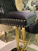 Victoria Black Velvet Barstool With Gold Ring Knocker