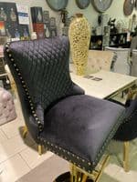 Victoria Black Velvet Barstool With Gold Ring Knocker