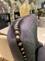 Victoria Black Velvet Barstool With Gold Ring Knocker
