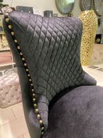 Victoria Black Velvet Barstool With Gold Ring Knocker