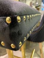 Victoria Black Velvet Barstool With Gold Ring Knocker