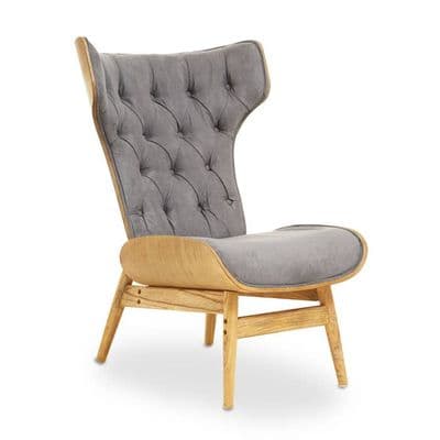 Vinsi Dark Grey Velvet Chair with Winged Back – Home Luxe Interior