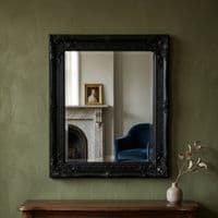 Vintage Wall Mirror 50cm x 60cm Black Ornate Antique Style Frame