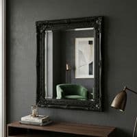 Vintage Wall Mirror 50cm x 60cm Black Ornate Antique Style Frame