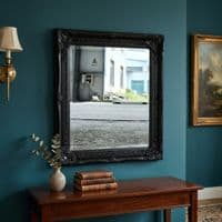 Vintage Wall Mirror 50cm x 60cm Black Ornate Antique Style Frame