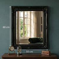 Vintage Wall Mirror 50cm x 60cm Black Ornate Antique Style Frame