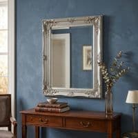 Vintage Wall Mirror 50cm x 60cm Silver Ornate Antique Style Frame