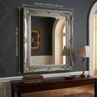 Vintage Wall Mirror 50cm x 60cm Silver Ornate Antique Style Frame
