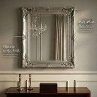 Vintage Wall Mirror 50cm x 60cm Silver Ornate Antique Style Frame