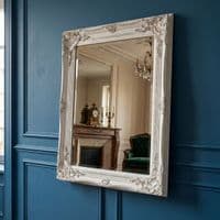 Vintage Wall Mirror 50cm x 60cm White Ornate Shabby Chic Frame