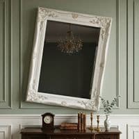 Vintage Wall Mirror 50cm x 60cm White Ornate Shabby Chic Frame