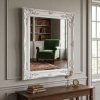 Vintage Wall Mirror 50cm x 60cm White Ornate Shabby Chic Frame