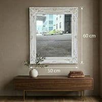 Vintage Wall Mirror 50cm x 60cm White Ornate Shabby Chic Frame