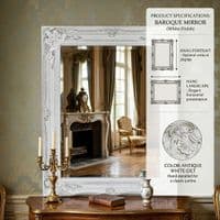 Vintage Wall Mirror 50cm x 60cm White Ornate Shabby Chic Frame