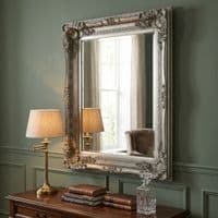Vintage Wall Mirror 90cm x 120cm Silver Ornate Antique Style Frame