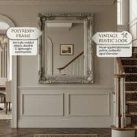 Vintage Wall Mirror 90cm x 120cm Silver Ornate Antique Style Frame