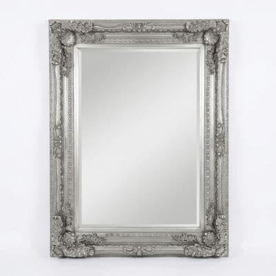 Vintage Wall Mirror 90cm x 120cm Silver Ornate Antique Style Frame