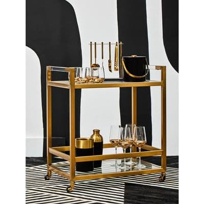 Vogue Matte Gold Two-Tier Butler Trolley – Home Luxe Interior