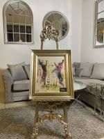 Waterpaint Hares Multicolour Wall Art Aplha Antique Frame 55Cm X 65Cm