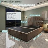Wembley Taupe Suede Ottoman Storage Bed - Single, Double, King Sizes