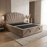Wembley Taupe Suede Ottoman Storage Bed - Single, Double, King Sizes