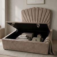 Wembley Taupe Suede Ottoman Storage Bed - Single, Double, King Sizes