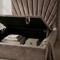 Wembley Taupe Suede Ottoman Storage Bed - Single, Double, King Sizes