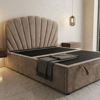Wembley Taupe Suede Ottoman Storage Bed - Single, Double, King Sizes