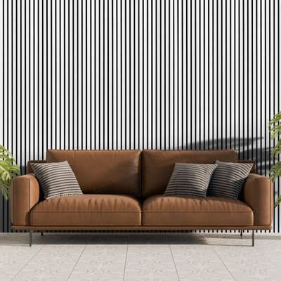 White (Black Backing) Decorative Acoustic Slat Wall Panel - 2400mm x 600mm - Home Luxe Interior