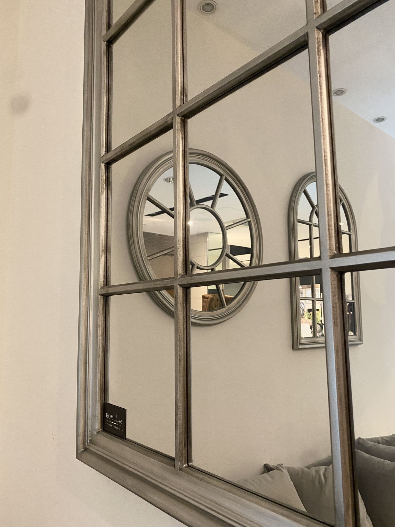 Window Frame Mirror Antique Silver