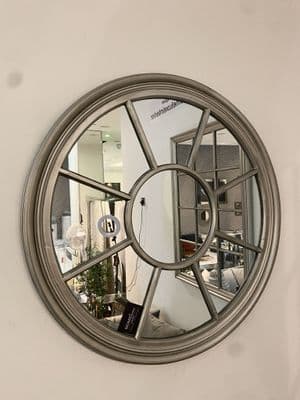 Window Frame Round Mirror Antique Silver
