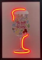 Wine Glass Doodle Pop Art Canvas with Red Neon Outline - Aesthetic Neon LED Wall Art Decor USB