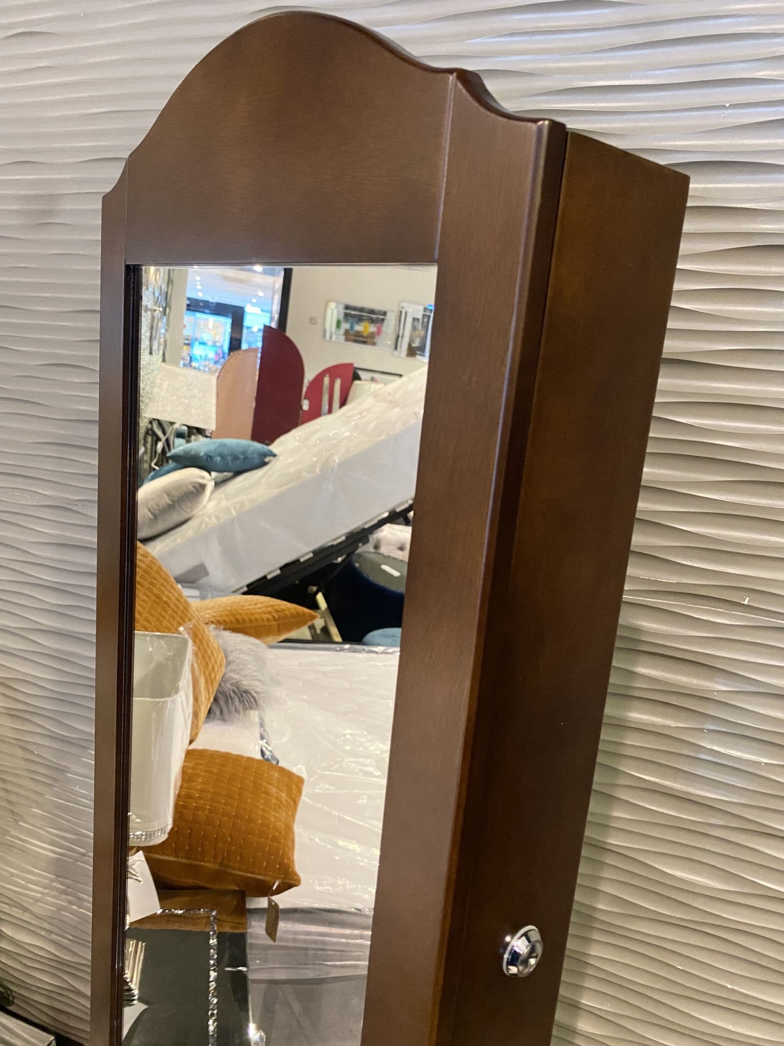 Wooden Antique Brown Mirror Jewellery